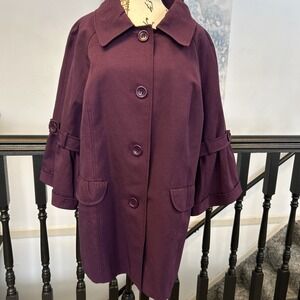 ULLA POPKEN Womens Lightweight Jacket 12/14 Purple 3/4 Sleeves